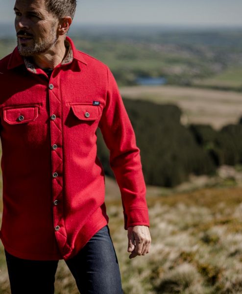 McNair men's merino shirt in Chilli red