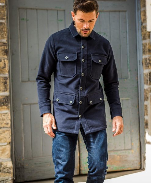 McNair men's moleskin Field Shirt in Midnight blue